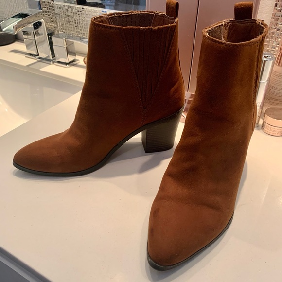 Esprit Chestnut Brown Faux Suede Leather Boots Size 8 - Picture 1 of 4